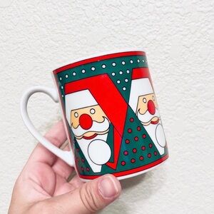 MCM 1981 Takahashi Porcelain Santa Coffee Mug Cup  Retro Christmas